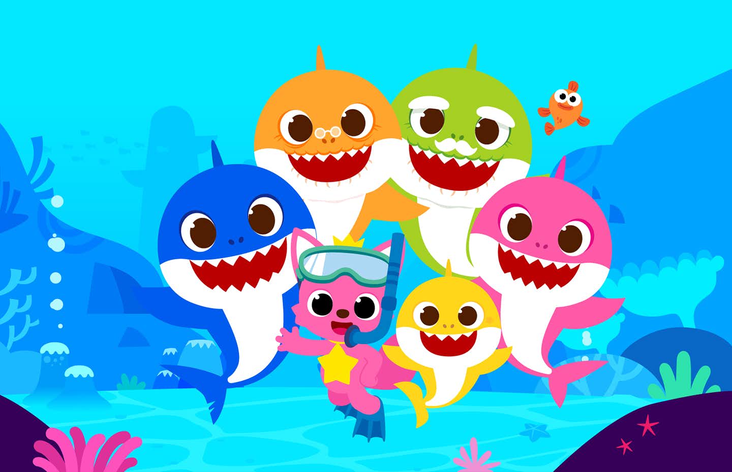 background image of Baby Shark BubbleFong Friends